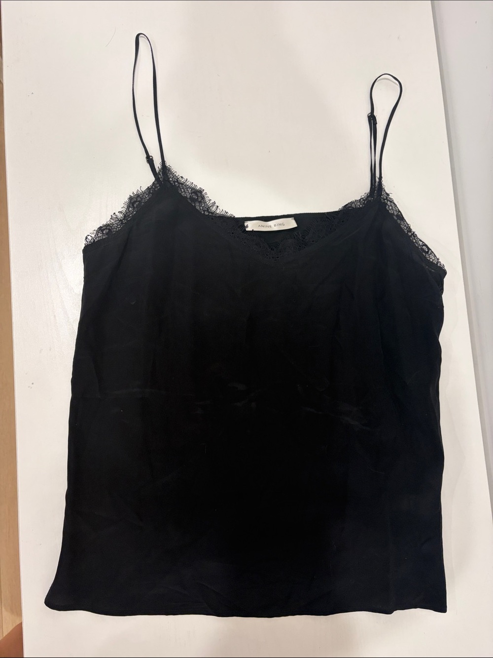 Black Lace-Trim Cami Tank Top